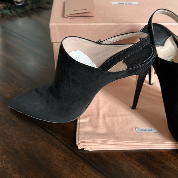 Miu miu sling back black suede booties. - Picture 2 of 6